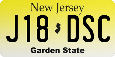 NJ license plate J18DSC