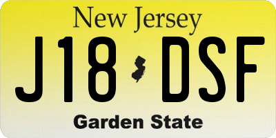 NJ license plate J18DSF