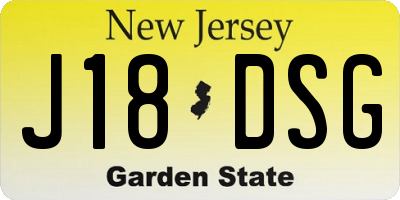 NJ license plate J18DSG