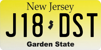 NJ license plate J18DST