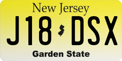 NJ license plate J18DSX