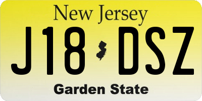 NJ license plate J18DSZ