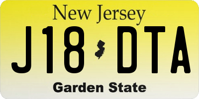 NJ license plate J18DTA
