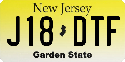 NJ license plate J18DTF