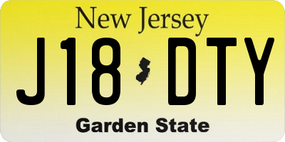 NJ license plate J18DTY