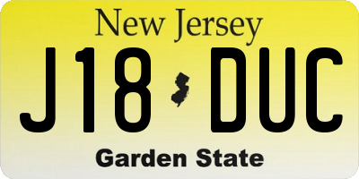 NJ license plate J18DUC
