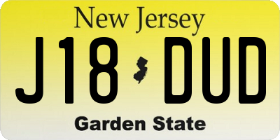 NJ license plate J18DUD