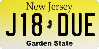 NJ license plate J18DUE