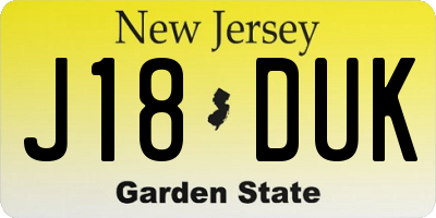 NJ license plate J18DUK