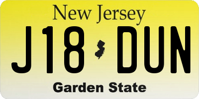 NJ license plate J18DUN