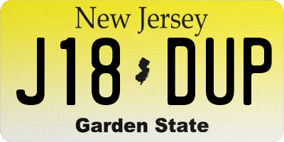NJ license plate J18DUP