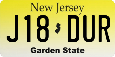 NJ license plate J18DUR