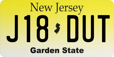 NJ license plate J18DUT