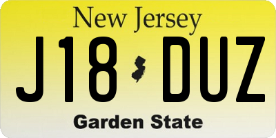 NJ license plate J18DUZ