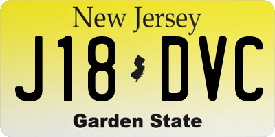 NJ license plate J18DVC
