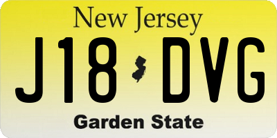 NJ license plate J18DVG