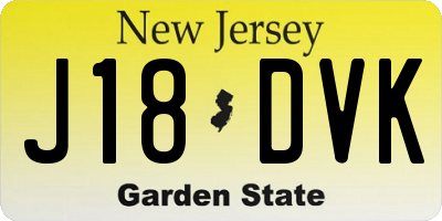 NJ license plate J18DVK