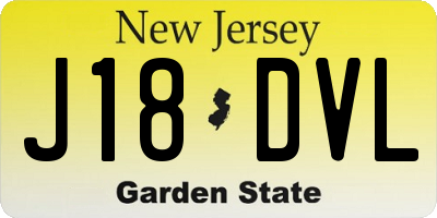 NJ license plate J18DVL
