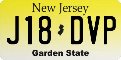 NJ license plate J18DVP