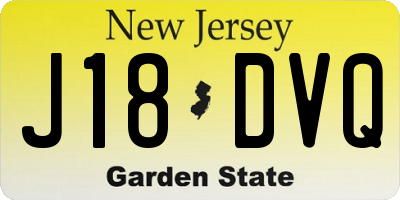 NJ license plate J18DVQ