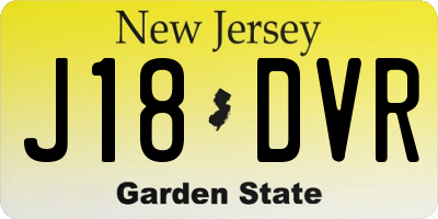 NJ license plate J18DVR