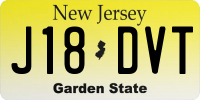 NJ license plate J18DVT