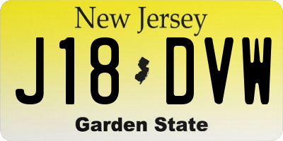 NJ license plate J18DVW