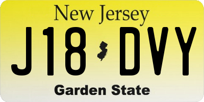 NJ license plate J18DVY