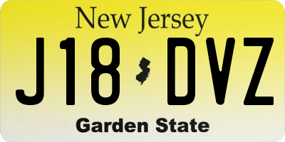 NJ license plate J18DVZ