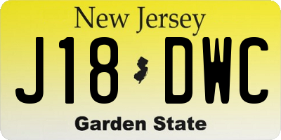 NJ license plate J18DWC