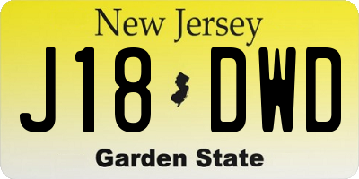 NJ license plate J18DWD