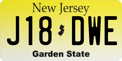 NJ license plate J18DWE