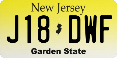 NJ license plate J18DWF