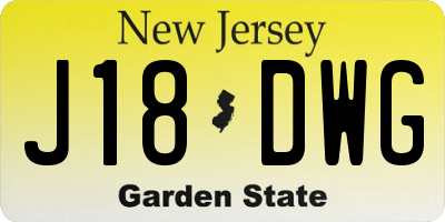 NJ license plate J18DWG