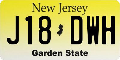 NJ license plate J18DWH