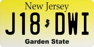 NJ license plate J18DWI