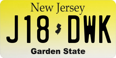 NJ license plate J18DWK