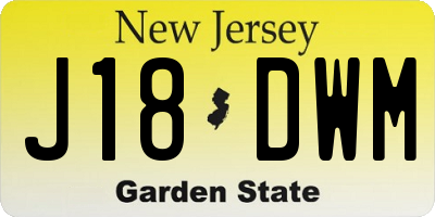 NJ license plate J18DWM