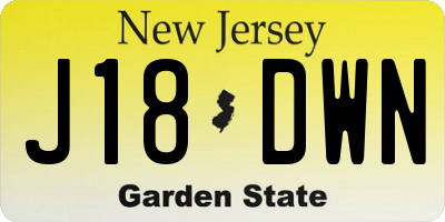NJ license plate J18DWN