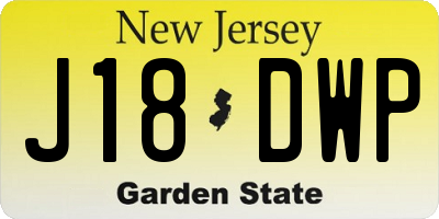 NJ license plate J18DWP