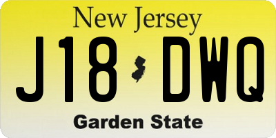 NJ license plate J18DWQ