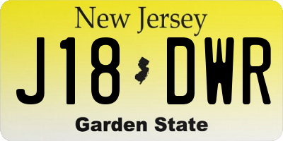 NJ license plate J18DWR