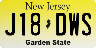 NJ license plate J18DWS