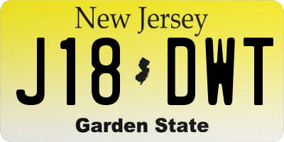 NJ license plate J18DWT