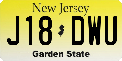 NJ license plate J18DWU
