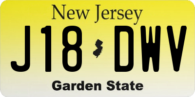 NJ license plate J18DWV