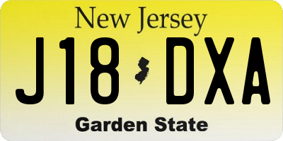 NJ license plate J18DXA