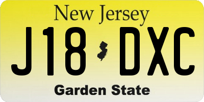 NJ license plate J18DXC