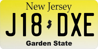 NJ license plate J18DXE