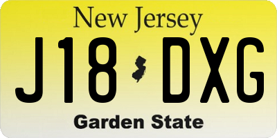 NJ license plate J18DXG